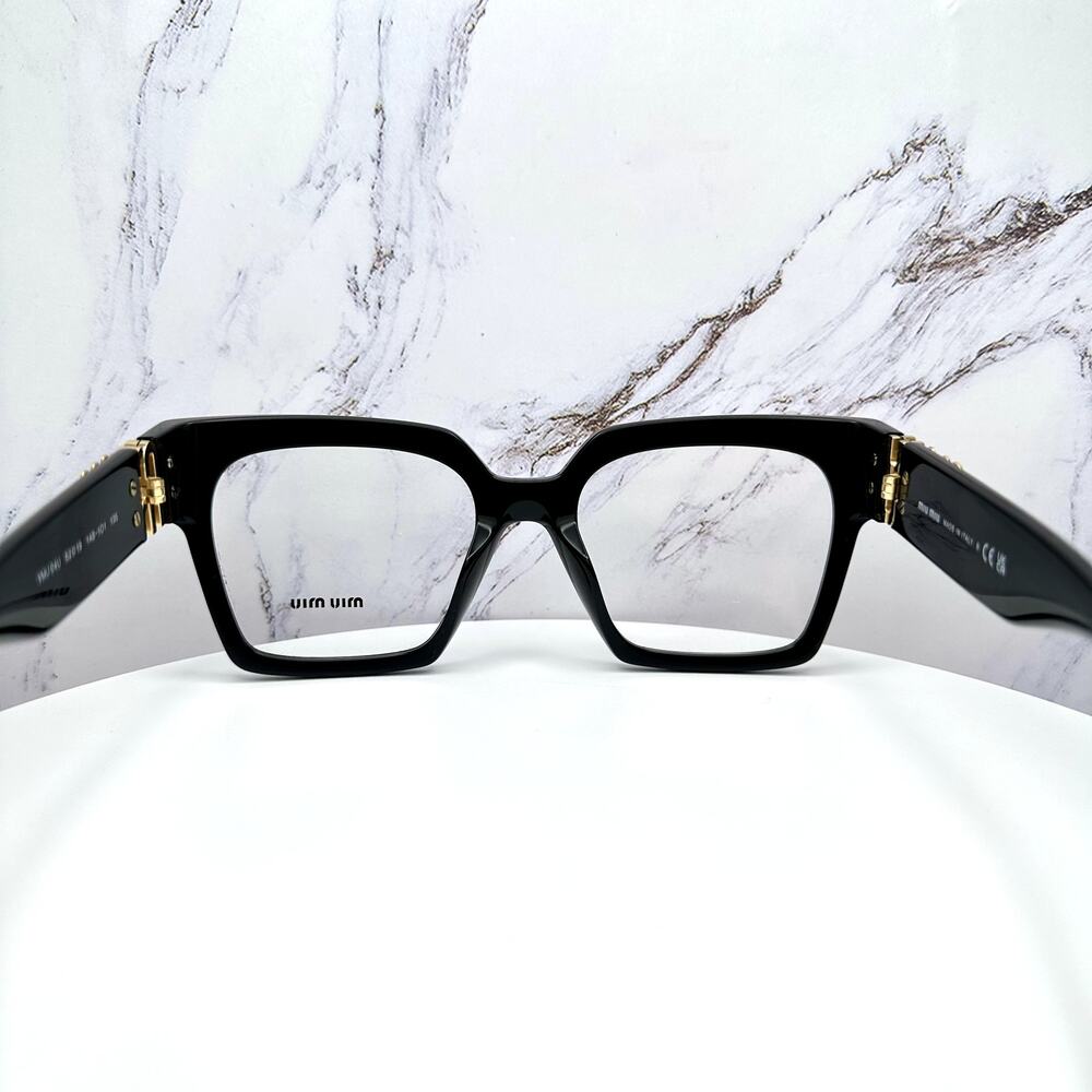 MIU MIU Womens Eyeglasses Black Square Full Rim frames 52-19mm Rx-able Womens - Picture 15 of 16